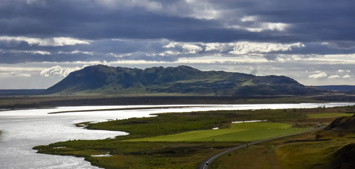 Dark mountain in the distance