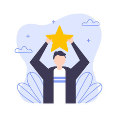 Young employee getting star award