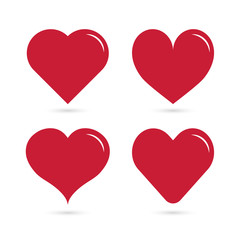 Red heart love happy valentine day flat icon set