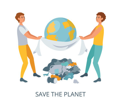 Save the Planet concept, flat design vector illustration