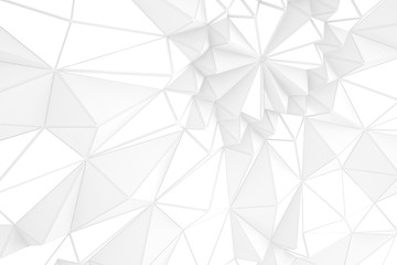 Black and white polygonal shapes background. Low poly triangles mosaic. Crystals 3D backdrop.