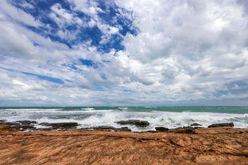 Rocky seaside in cloudy weather