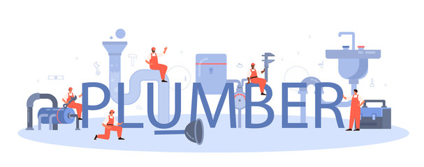 Plumber typographic header. Plumbing service, professional repair and cleaning