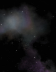 Star field in galaxy space with colorful nebula. Sci fi background of deep space. Ethereal wallpaper.