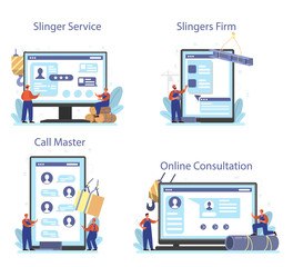 Slinger online service or platform set. Professional workers