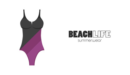 Woman athletic swimwear, full body swimming suit vector