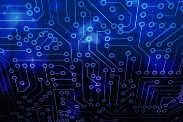 Abstract circuit board futuristic technology processing background. Space microchip digital illustration.