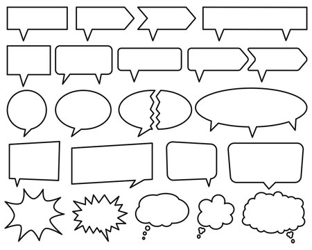 Sprechblasen Set verschiedene Formen isoliert auf einem weißen Hintergrund