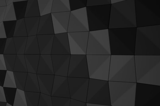 Trigonal abstract shapes background. Low poly triangles mosaic. Black and white crystals backdrop.