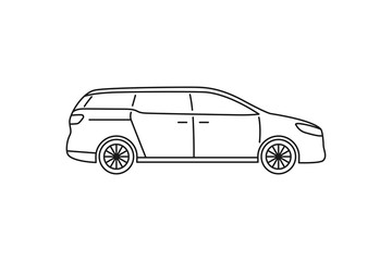 Family car icon. Black line web sign. Flat style vector illustration isolated on white background.