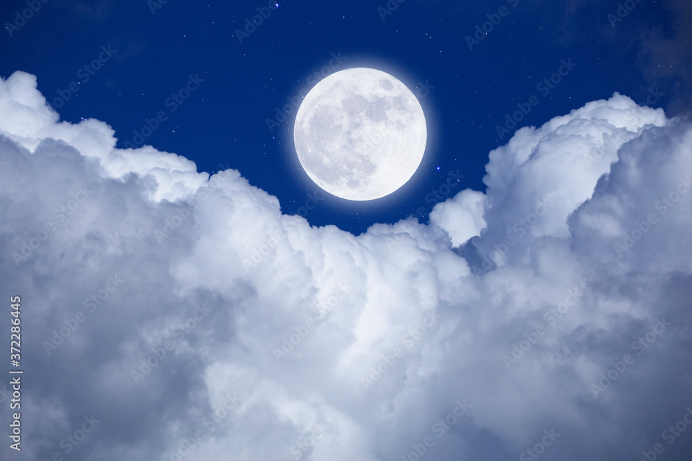 Canvas Prints full moon with starry and clouds background. romantic night.