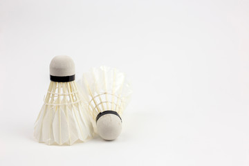 Fototapeta na wymiar White Feather Shuttlecocks Badminton isolated on white background
