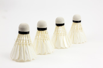 White Feather Shuttlecocks Badminton isolated on white background