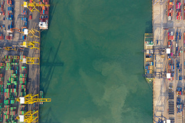 Container , container ship in export and import business and logistics. Shipping cargo to harbor by...