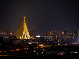 Fototapeta na wymiar Golden Rama Xiii Bridge in The Nighttime