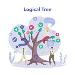 Logical tree. Scientist systematicly study of the forms of inference.