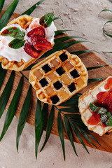 belgian waffles with ice cream