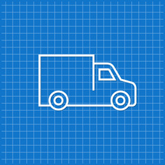 Blue banner with delivery truck icon