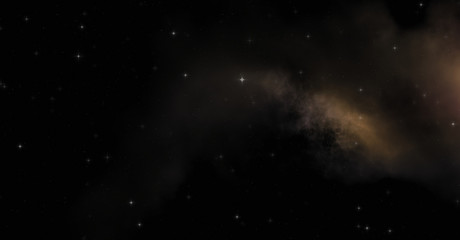 Star field in galaxy space with colorful nebula. Sci fi background of deep space. Ethereal wallpaper.