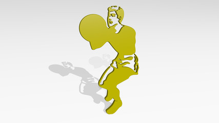 athletic sport activity 3D icon casting shadow, 3D illustration for athlete and active