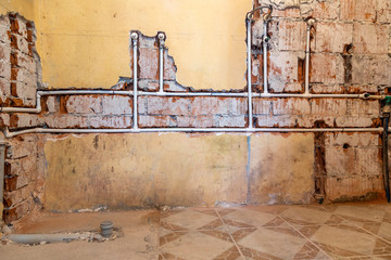 Toilet and bathroom during renovation