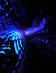Light particle trails. Light explosion star with glowing particles and lines. Beautiful moving abstract rays background.