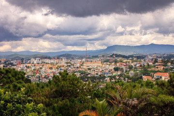 Cityscape view from a cable car in Dalat, Lam dong, Vietnam