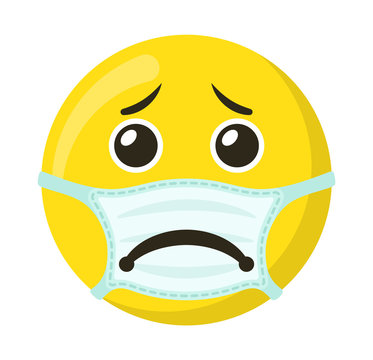 recommend clip art: Yellow emoticon and emoji smile in the medical mask