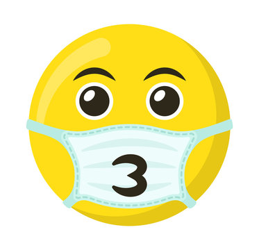 recommend clip art: Yellow emoticon and emoji smile in the medical mask