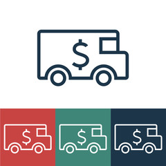 Linear vector icon with banking collector car