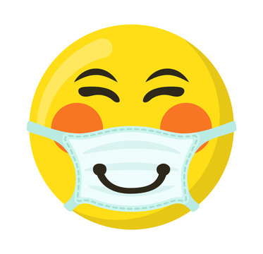 recommend clip art: Yellow emoticon and emoji smile in the medical mask