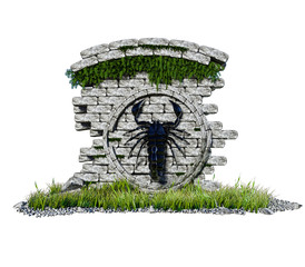 3d illustration of a scorpion on the wall for advertising