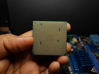 close up of Computer cpu processor chip on circuit board ,motherboard background