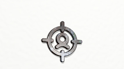 Obraz premium single neutral aim 3D icon on the wall, 3D illustration for background and isolated