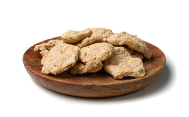 Raw Dehydrated Soy Meat or Soya Chunks Isolated