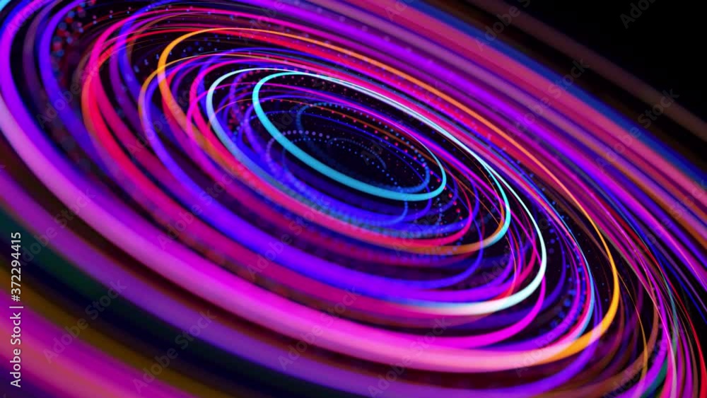 Poster light flow form ring structure. light effect as abstract looped background with light trails, stream