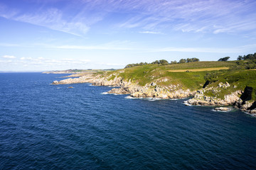 Landscape of Finistère, cap Sizun. Beautiful scenery in Bretagne / Brittany, France with a beautiful rocky coast.
