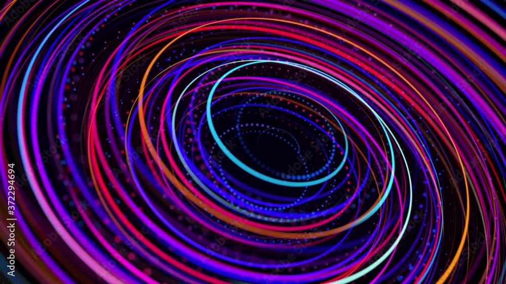 Poster light flow form ring structure. light effect as abstract looped background with light trails, stream