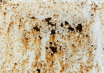 cracked paint old texture on the metal with rust.paint vintage background.old rusty metal with streaks of rust and cracked