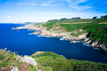 Landscape of Finistère, cap Sizun. Beautiful scenery in Bretagne / Brittany, France with a beautiful rocky coast.