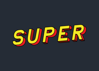 Fototapeta na wymiar 3d super lettering on gray background design, typography retro and comic theme Vector illustration
