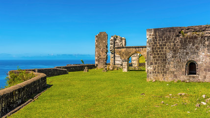 A view along the edge of Brimstone Hill Fort in St Kitts