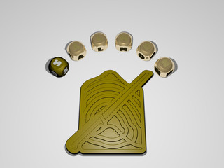 SALMON circular text of separate letters around the 3D icon, 3D illustration for fish and background