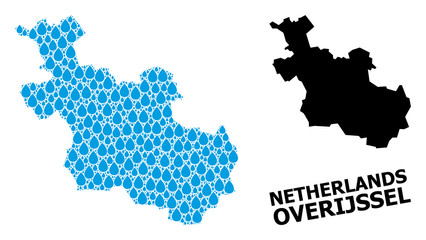 Obraz premium Vector Mosaic Map of Overijssel Province of Liquid Tears and Solid Map