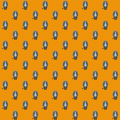 grey black rhinoceros with yellow background repeat pattern