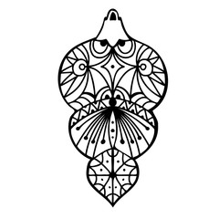 Isolated black and white abstract vector illustration of Christmas decoration