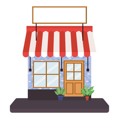 store with tent and banner with space for brand design of Shop supermarket and market theme Vector illustration