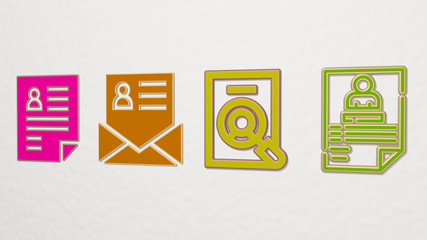 CV 4 icons set, 3D illustration for business and resume