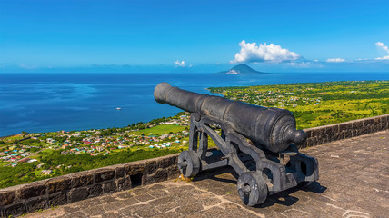 A view out to sea from the ramparts of the Brimstone Hill Fort in St Kitts
