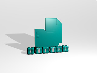 FOLDER 3D icon object on text of cubic letters, 3D illustration for business and background